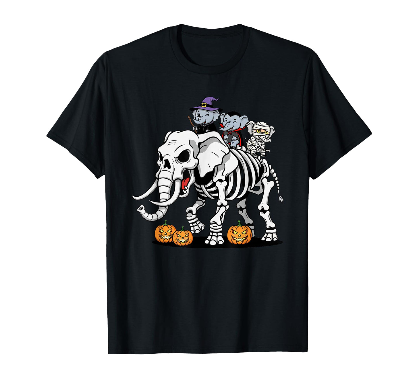 Elephant Skeleton Mummy Witch Halloween Kids Mens Womens T-Shirt