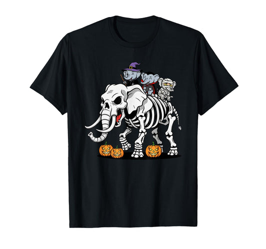 Elephant Skeleton Mummy Witch Halloween Kids Mens Womens T-Shirt