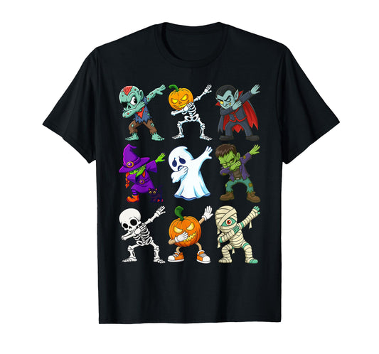 Dabbing Halloween Boys Skeleton Zombie Scary Pumpkin Mummy T-Shirt