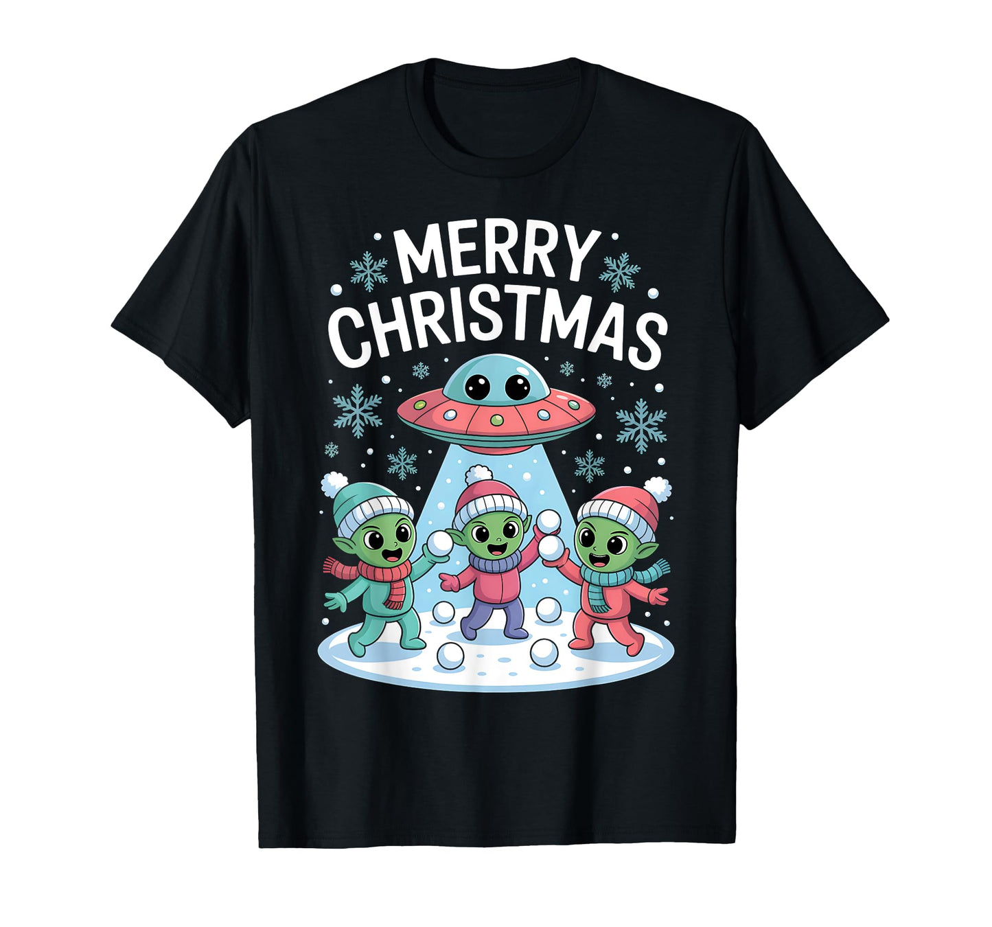 Funny Alien Trio Merry Ugly Christmas Santa Hat Gifts Xmas T-Shirt