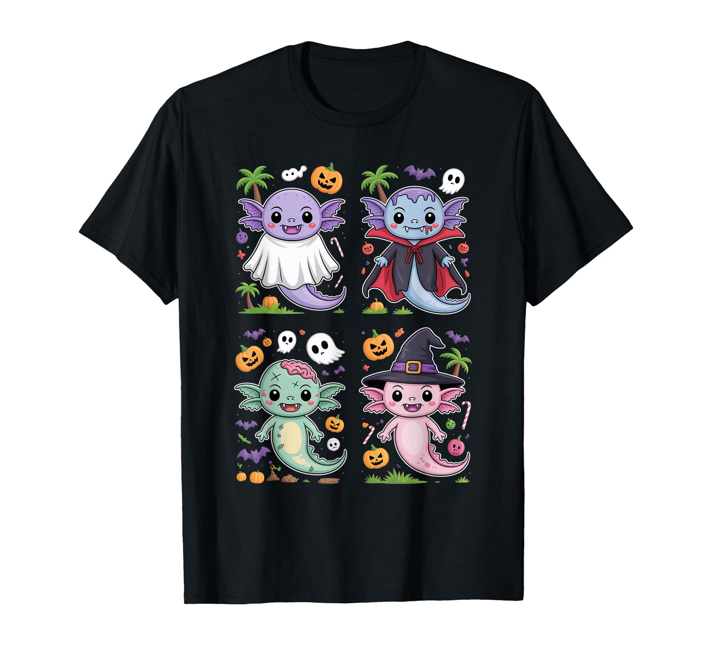 Spooky Axolotl Squad Cute Halloween Costume Party tee T-Shirt