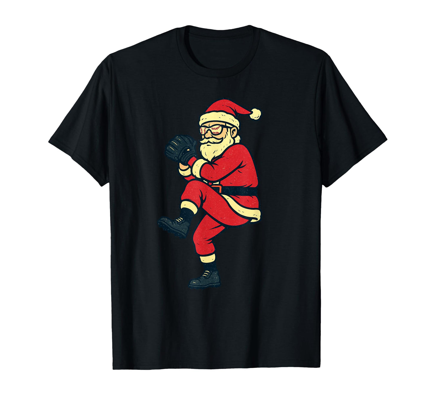 Santa Claus Playing Baseball Xmas Holiday Funny Christmas T-Shirt