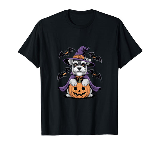 Adorable Witch Dog with Pumpkin for Pet Lovers Halloween T-Shirt