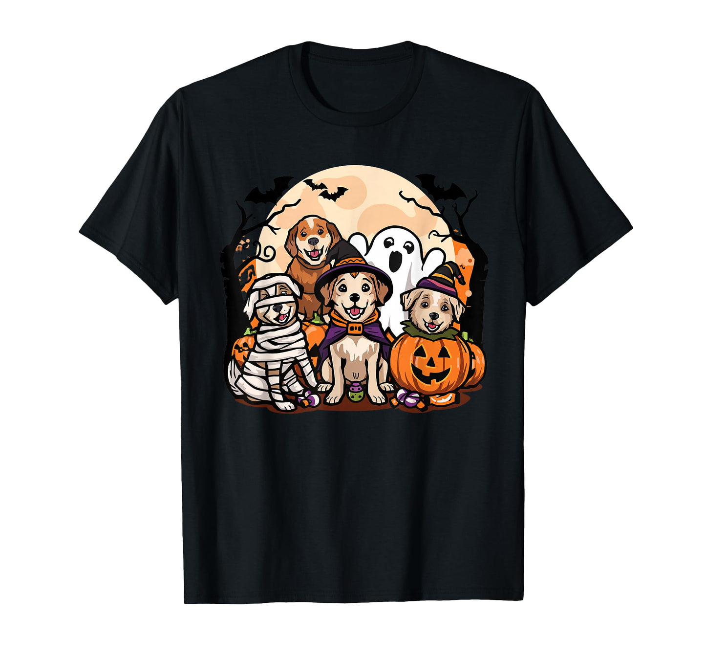 Cute Mummy Witch Ghost Halloween Dog Costume Men Women Kids T-Shirt