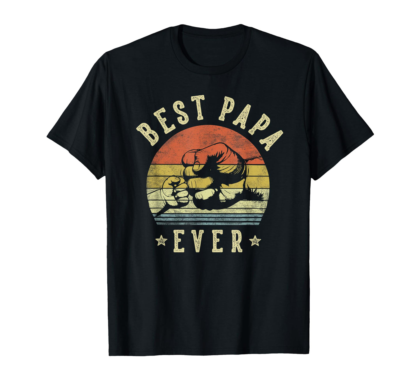 Best Papa Ever - Retro Fist Bump Vintage Design Papa T-Shirt