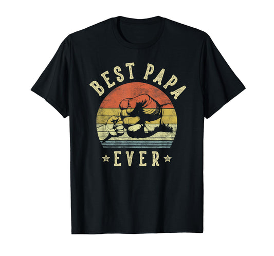 Best Papa Ever - Retro Fist Bump Vintage Design Papa T-Shirt