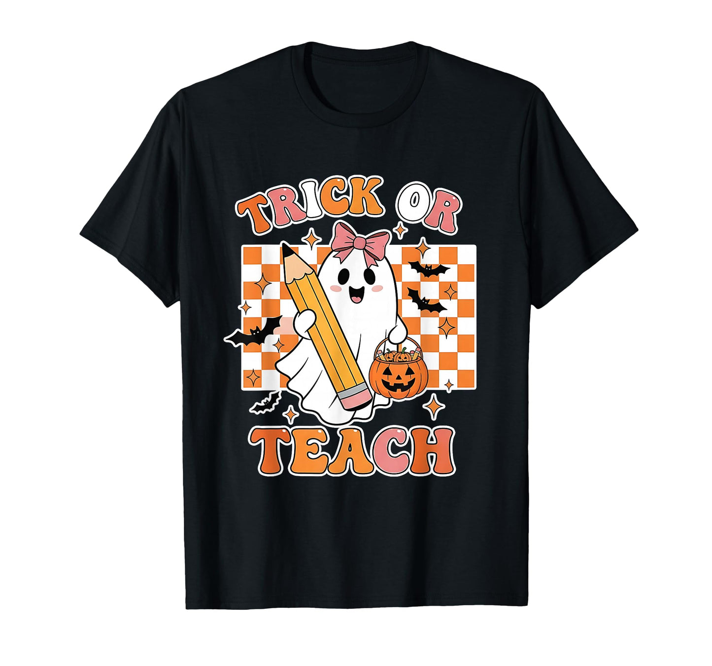 Vintage Teacher Shirt Women Funny Trick Or Teach Halloween T-Shirt