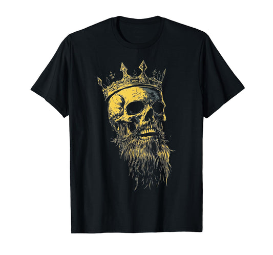 King Crown Skeleton Head with Beard T-Shirt
