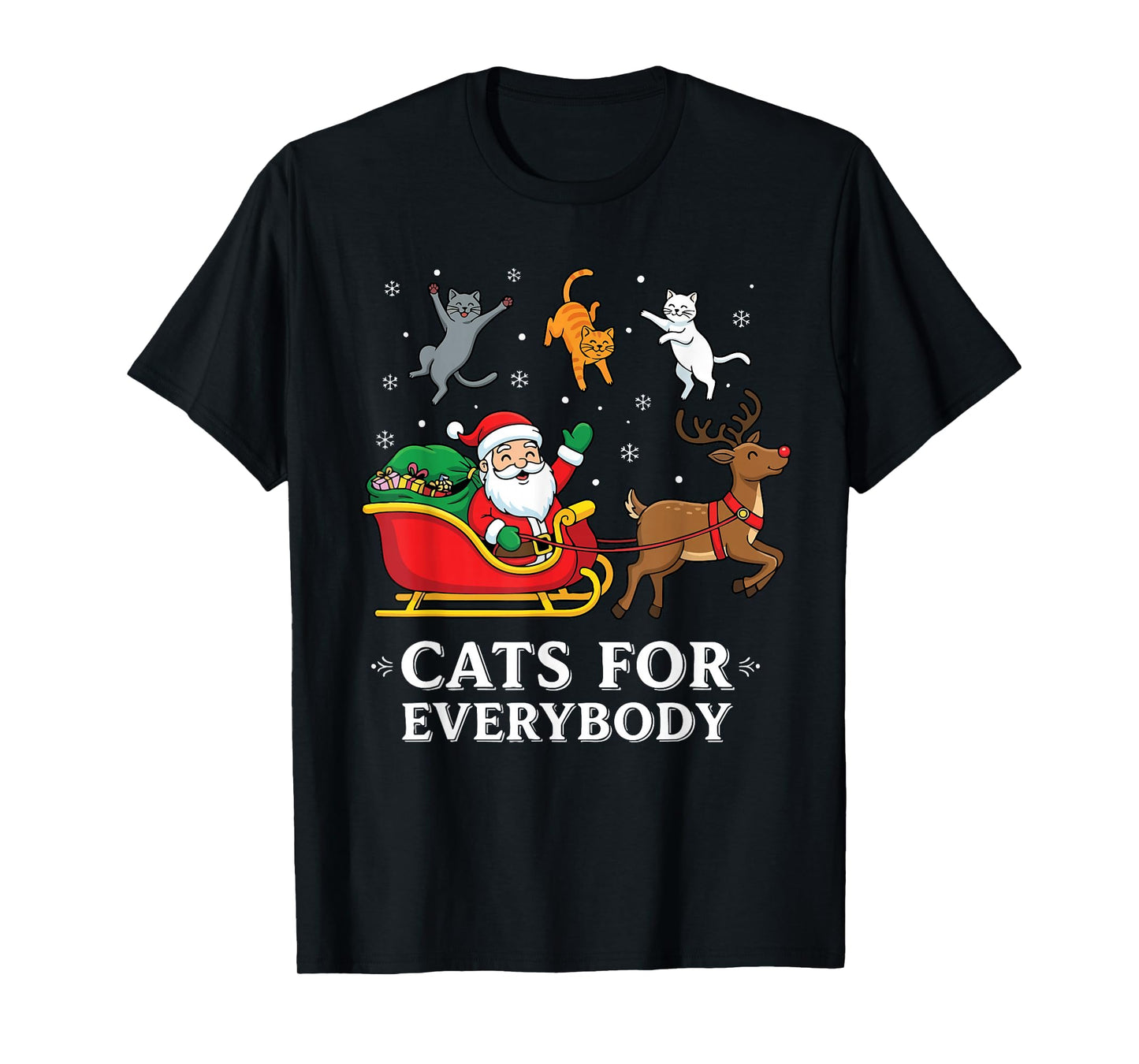 Cats for Everybody Christmas Cat Funny Xmas Women Santa T-Shirt