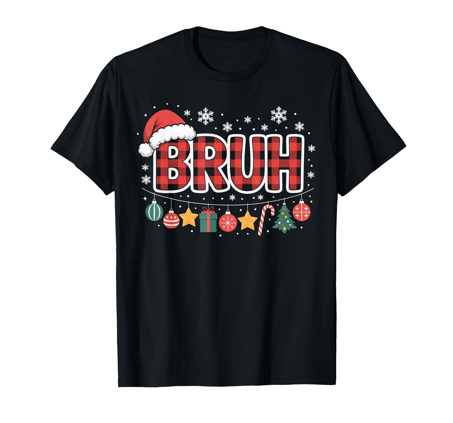 Funny Bruh Santa Christmas Lights Family Xmas Holiday Party T-Shirt