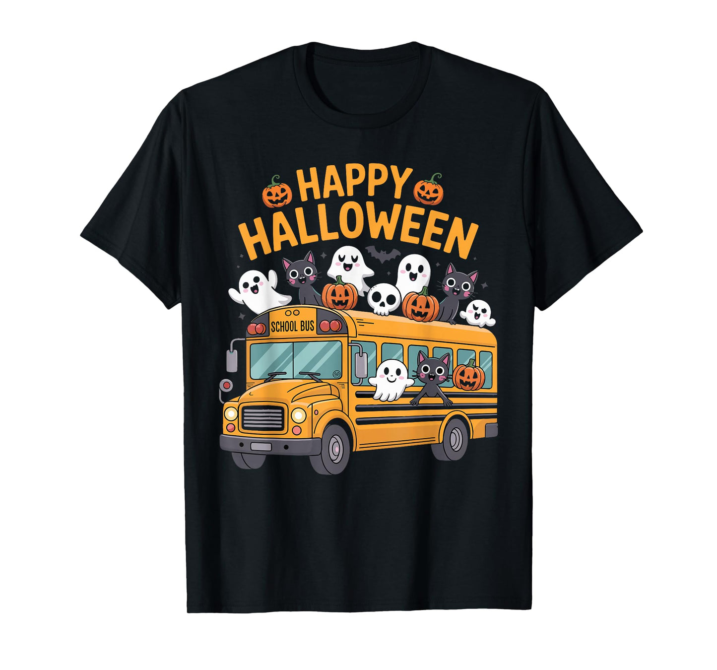 Teacher Halloween School Bus Driver Cute Ghost Witch Party T-Shirt