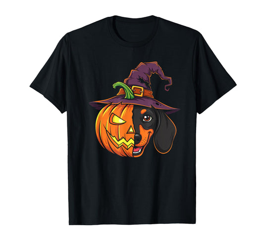 Dachshund Pumpkin Jack O Lantern Halloween Kids Mens Womens T-Shirt