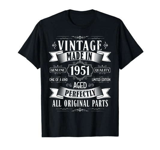 Vintage 74th Birthday Men Born 1951 74 Years Old Bday Men T-Shirt