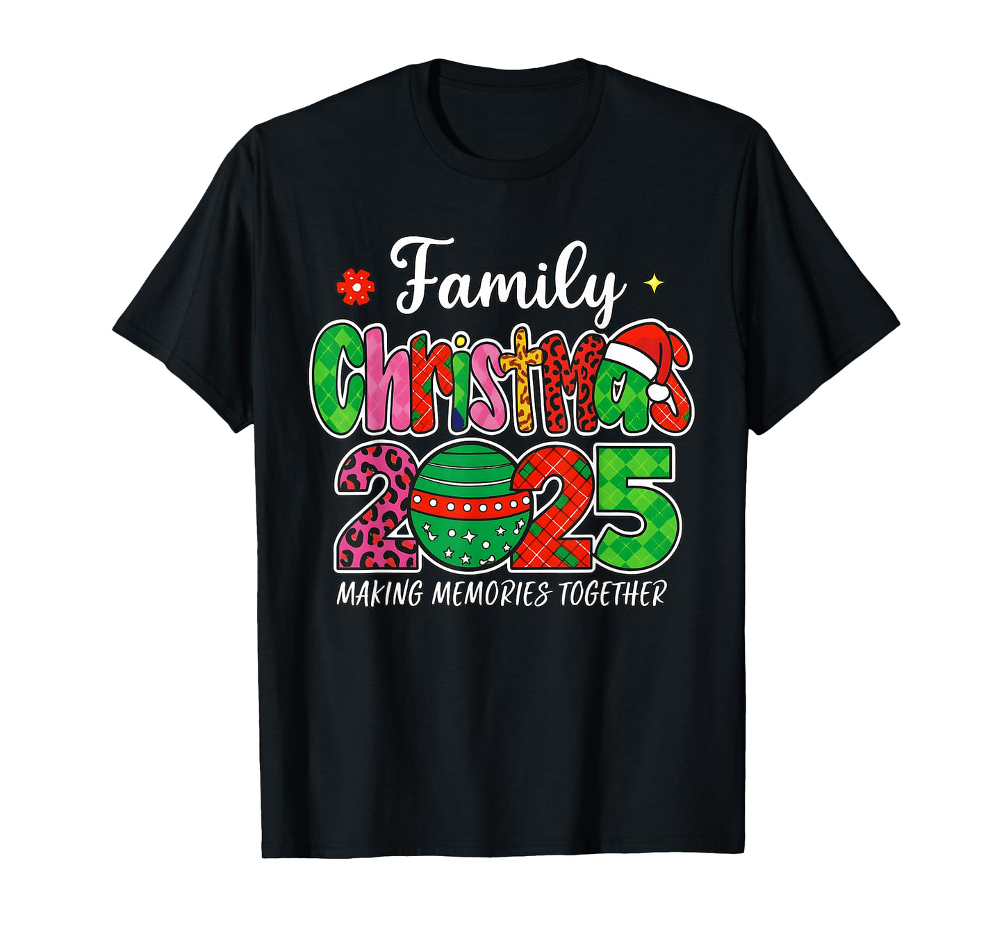 Cute Family Christmas 2025 Matching Santa Hat Xmas Family T-Shirt