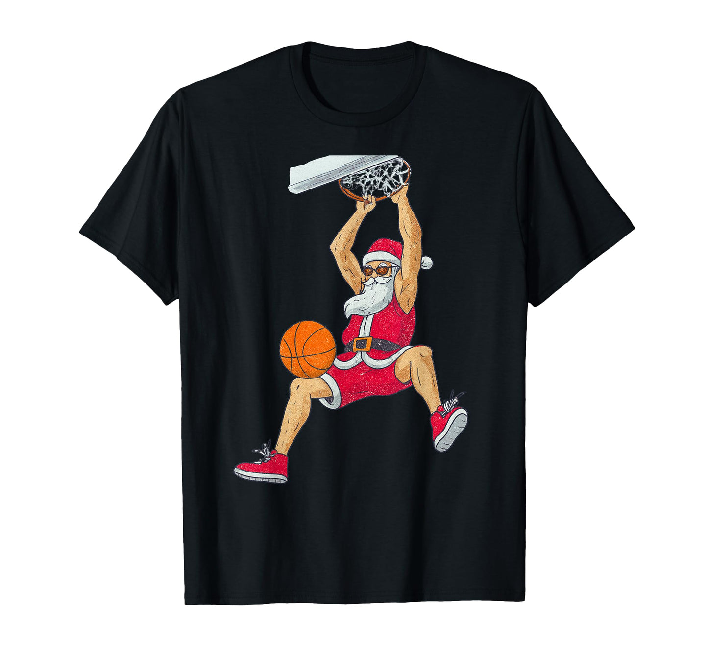 Santa Claus Playing Basketball Xmas Holiday Funny Christmas T-Shirt
