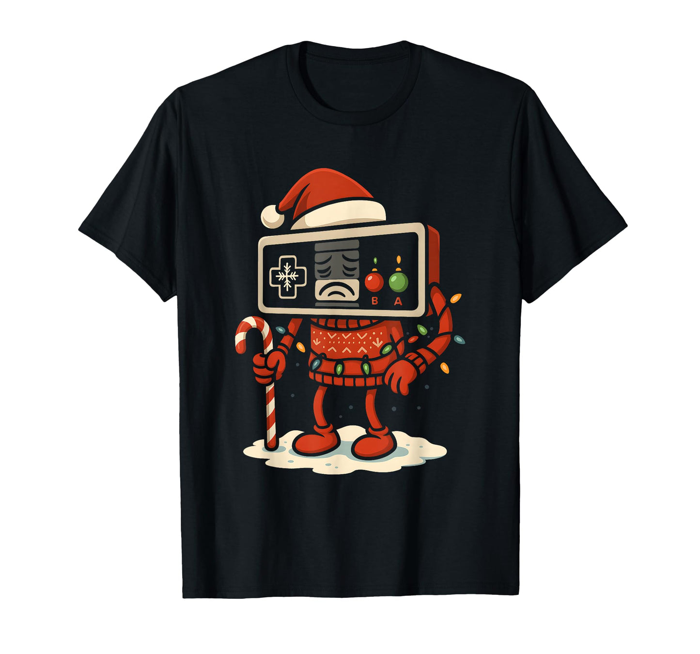 Retro Game Controller Holiday Festive Cartoon Art T-Shirt