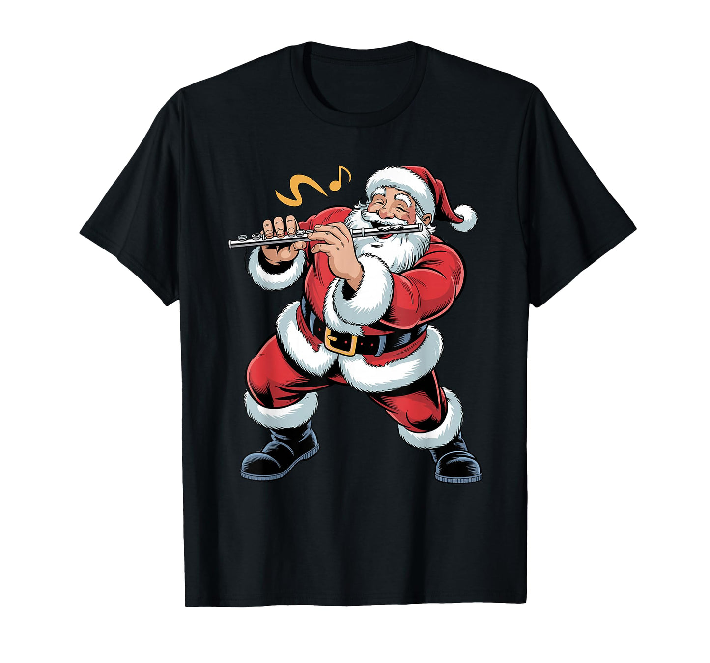 Santa Playing Flute Funny Holiday Christmas Xmas Pajama T-Shirt