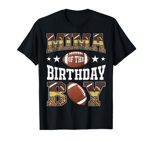 Mima Of The Birthday Boy Game Day Leopard Football T-Shirt