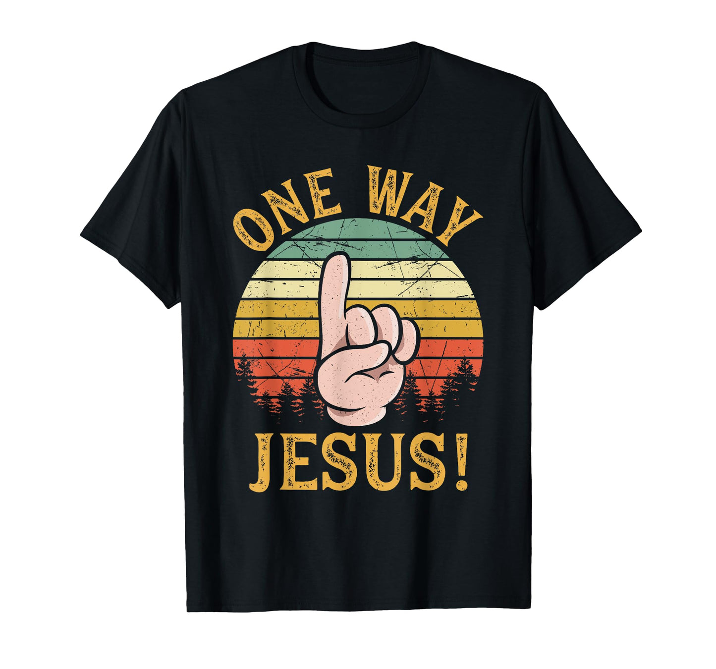 One Way Jesus People Finger Up Christian Revolution T-Shirt