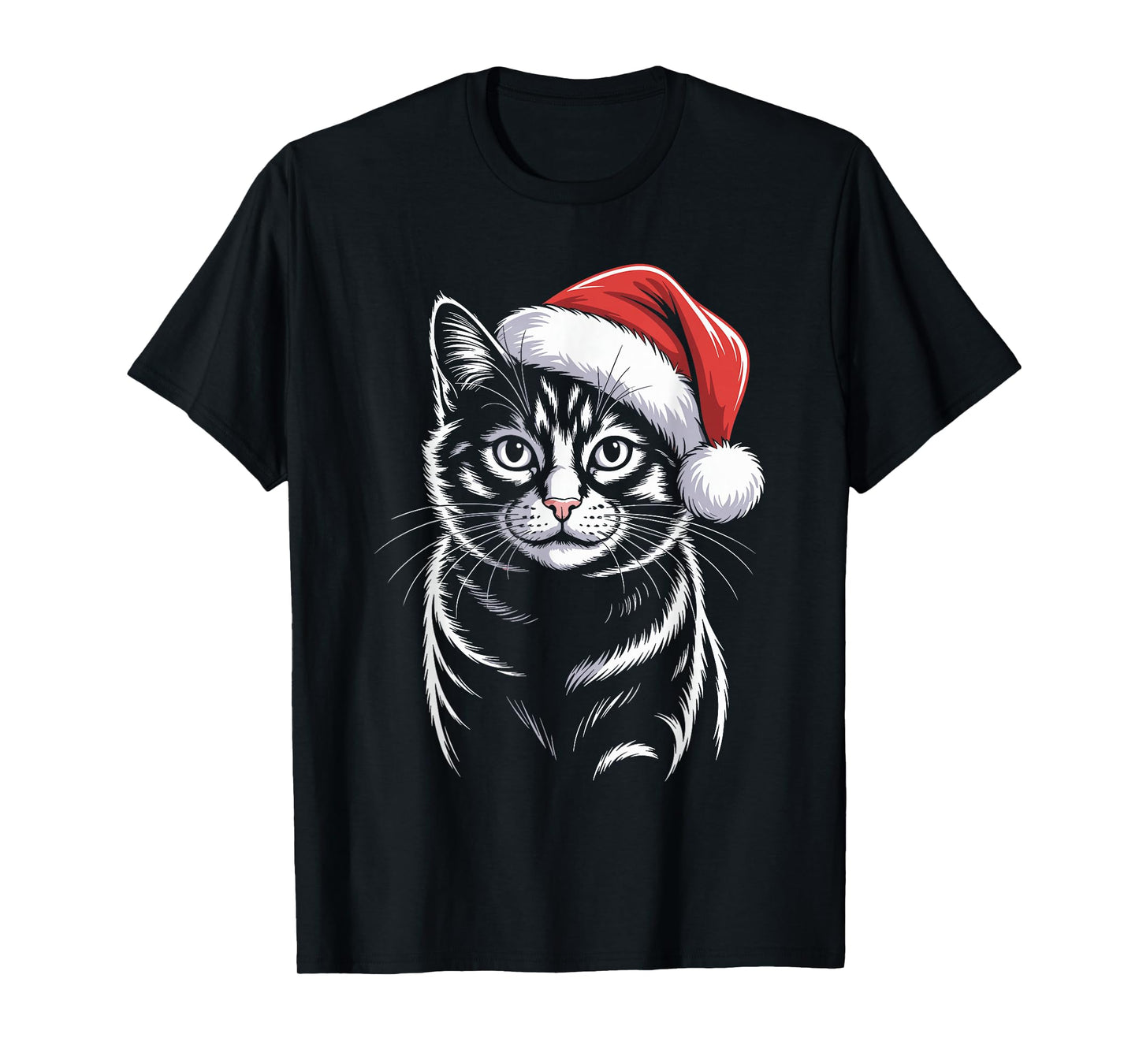 Cute Cat Santa Hat Christmas Xmas Kitten for Men Women T-Shirt