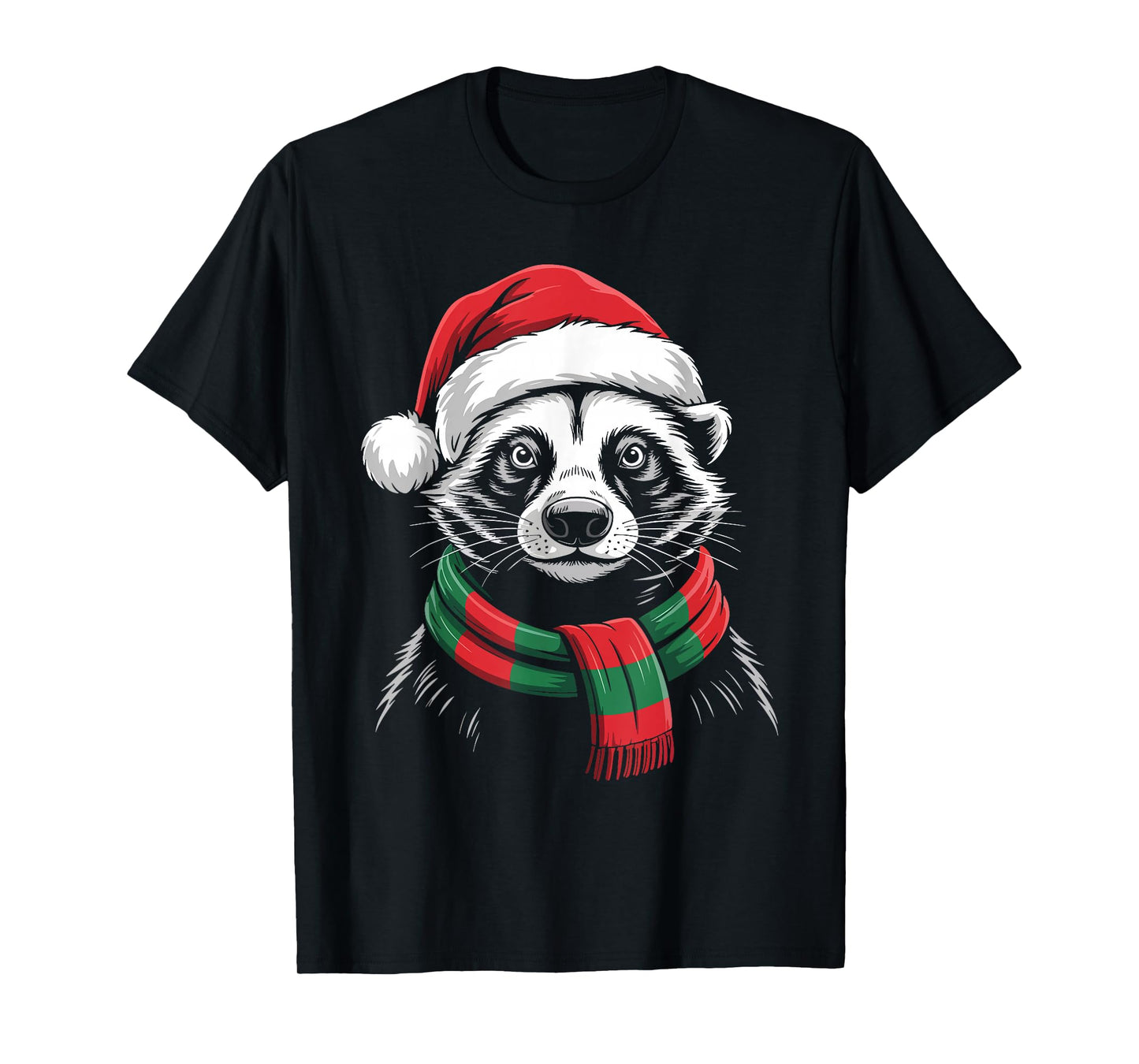 Honey Badger Xmas Santa Hat Scarf Christmas Costume T-Shirt