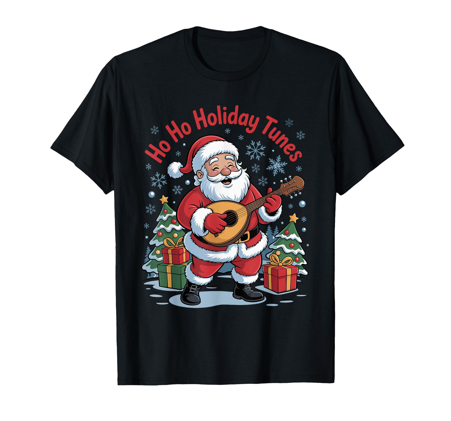 Funny Santa Christmas Design Mandolin Holiday Xmas Pajama T-Shirt