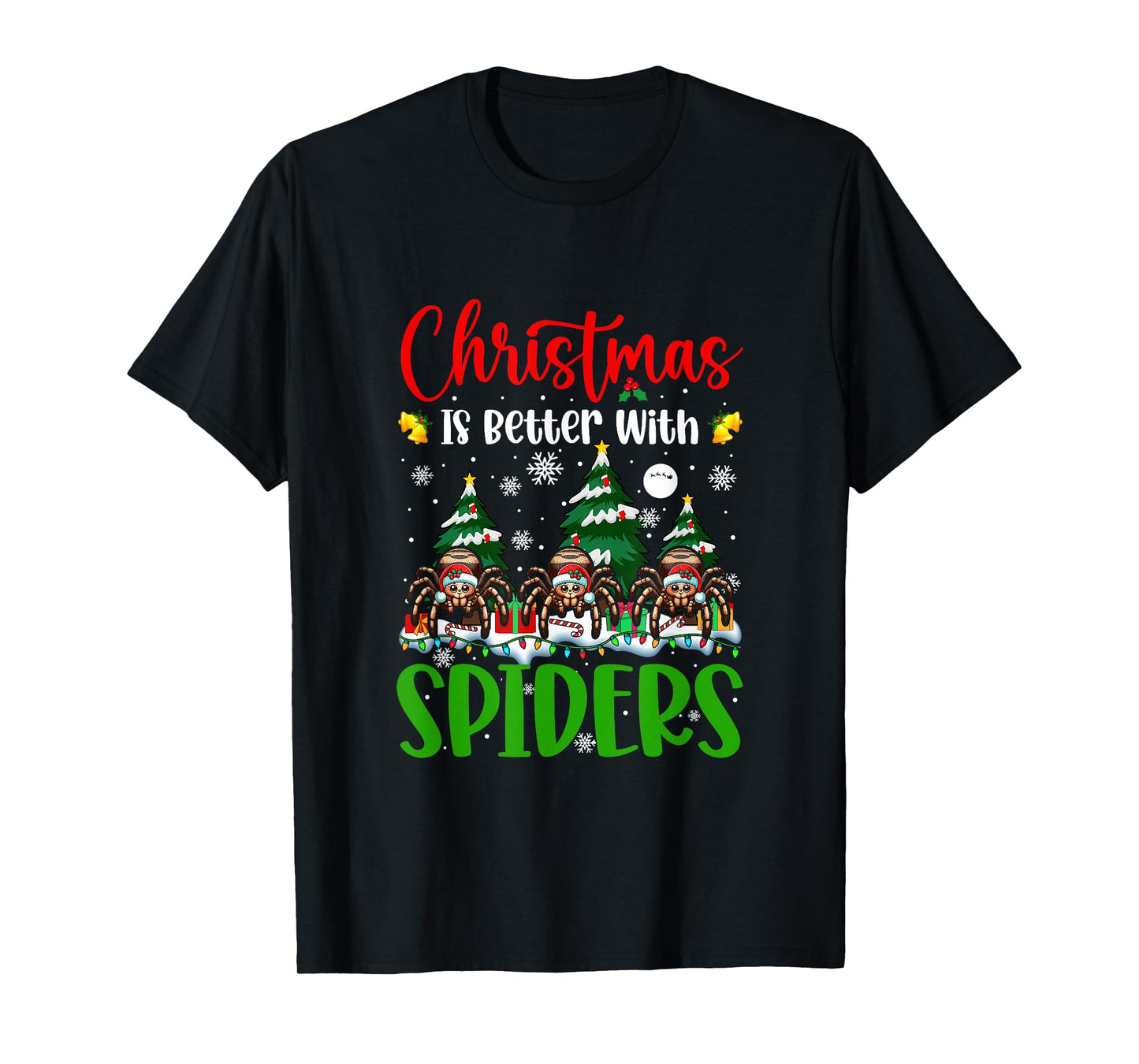 Xmas is Better Funny Joke Spiders Lover Christmas Tree T-Shirt