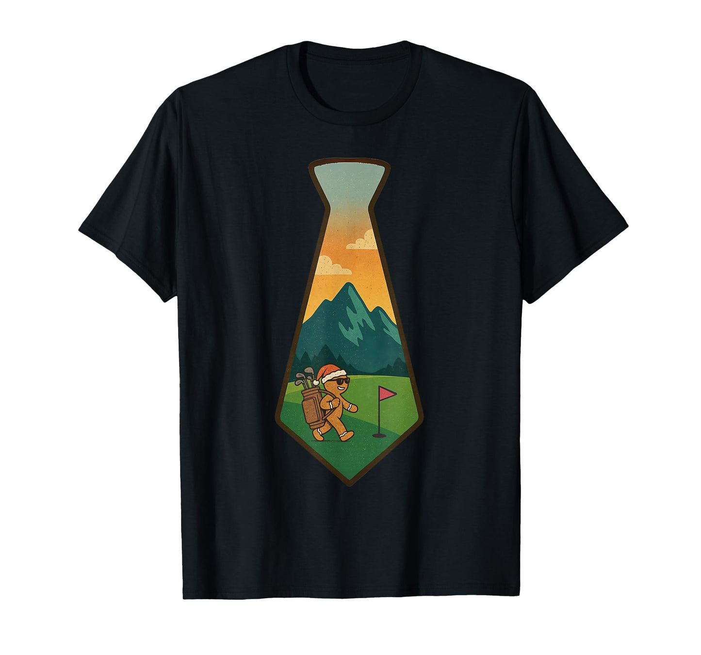 Santa Playing Golf Christmas Vintage Funny Xmas T-Shirt