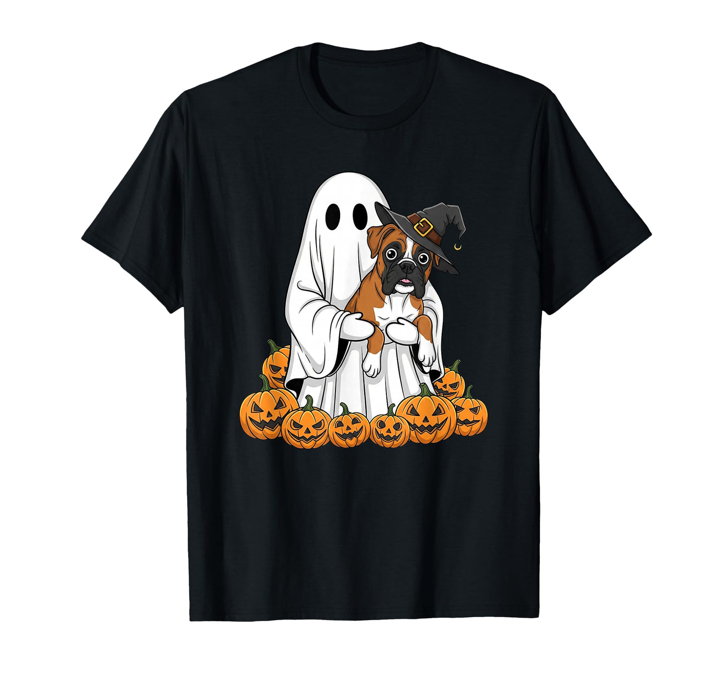 Funny Ghost Boxer Dog Pumpkin Halloween Kids Mens Womens T-Shirt