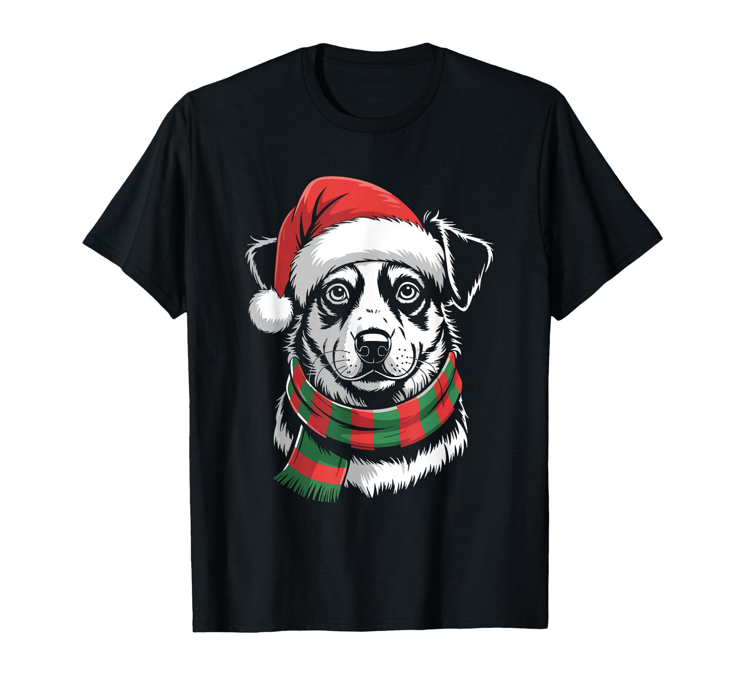 Heeler Dog Xmas Santa Hat Scarf Christmas Costume T-Shirt