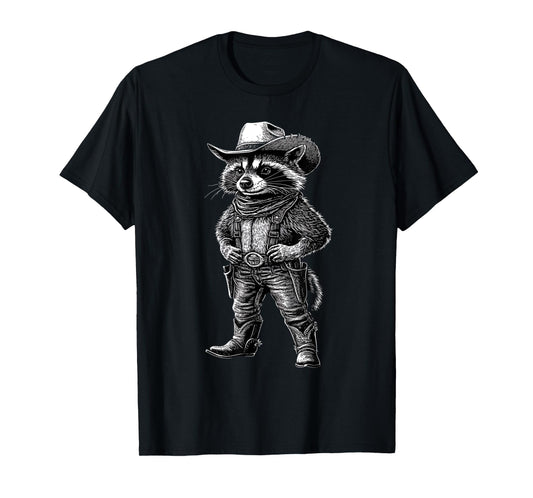 Vintage Raccoon Cowboy Cowgirl Trash Panda Western Country T-Shirt