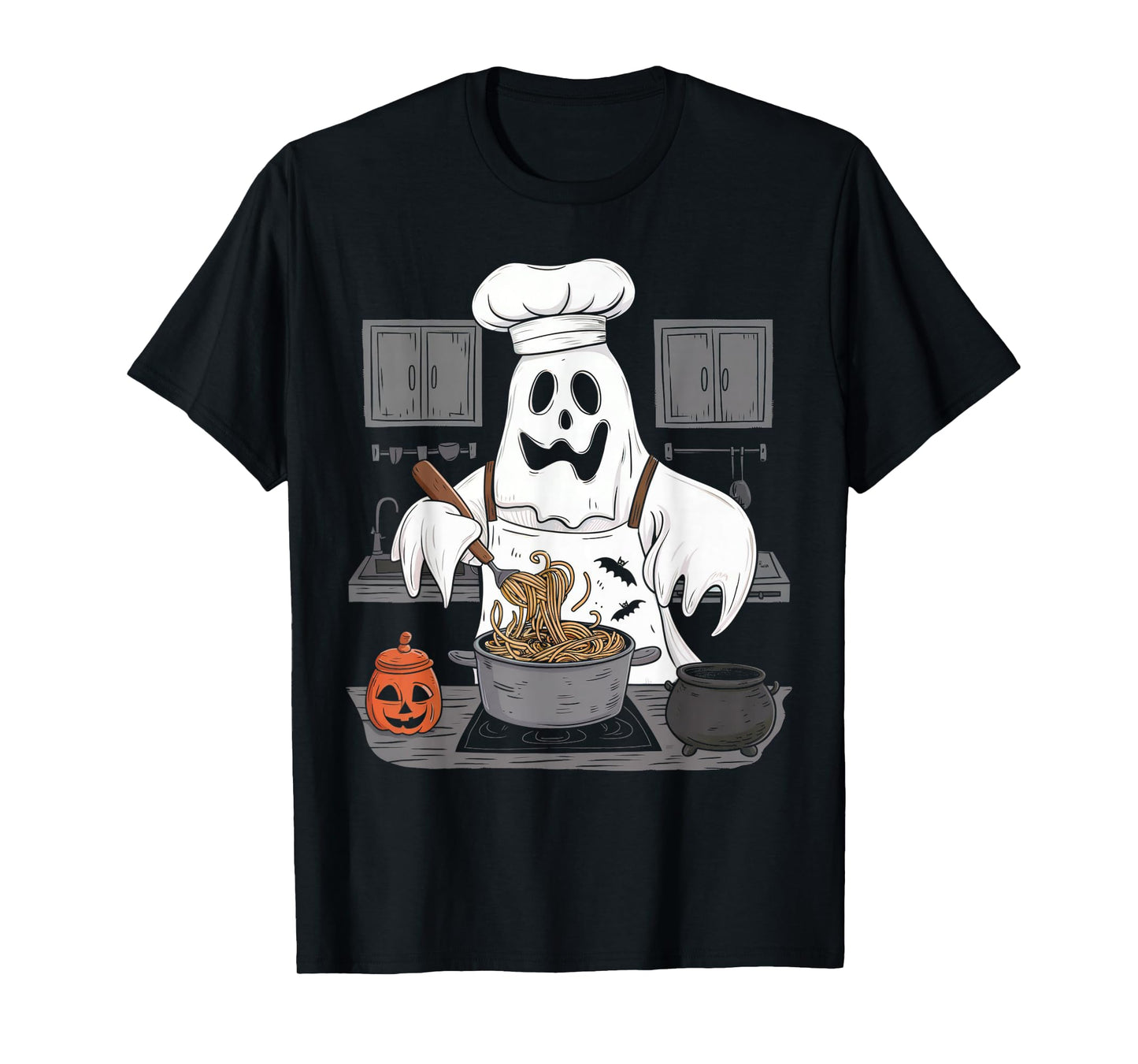 Ghost Cooking Halloween Chef Kitchen Restaurant Staff Crew T-Shirt