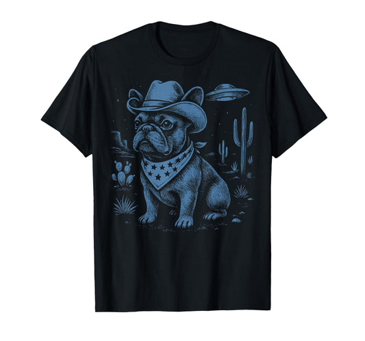 French Bulldog Cowboy UFO T-Shirt