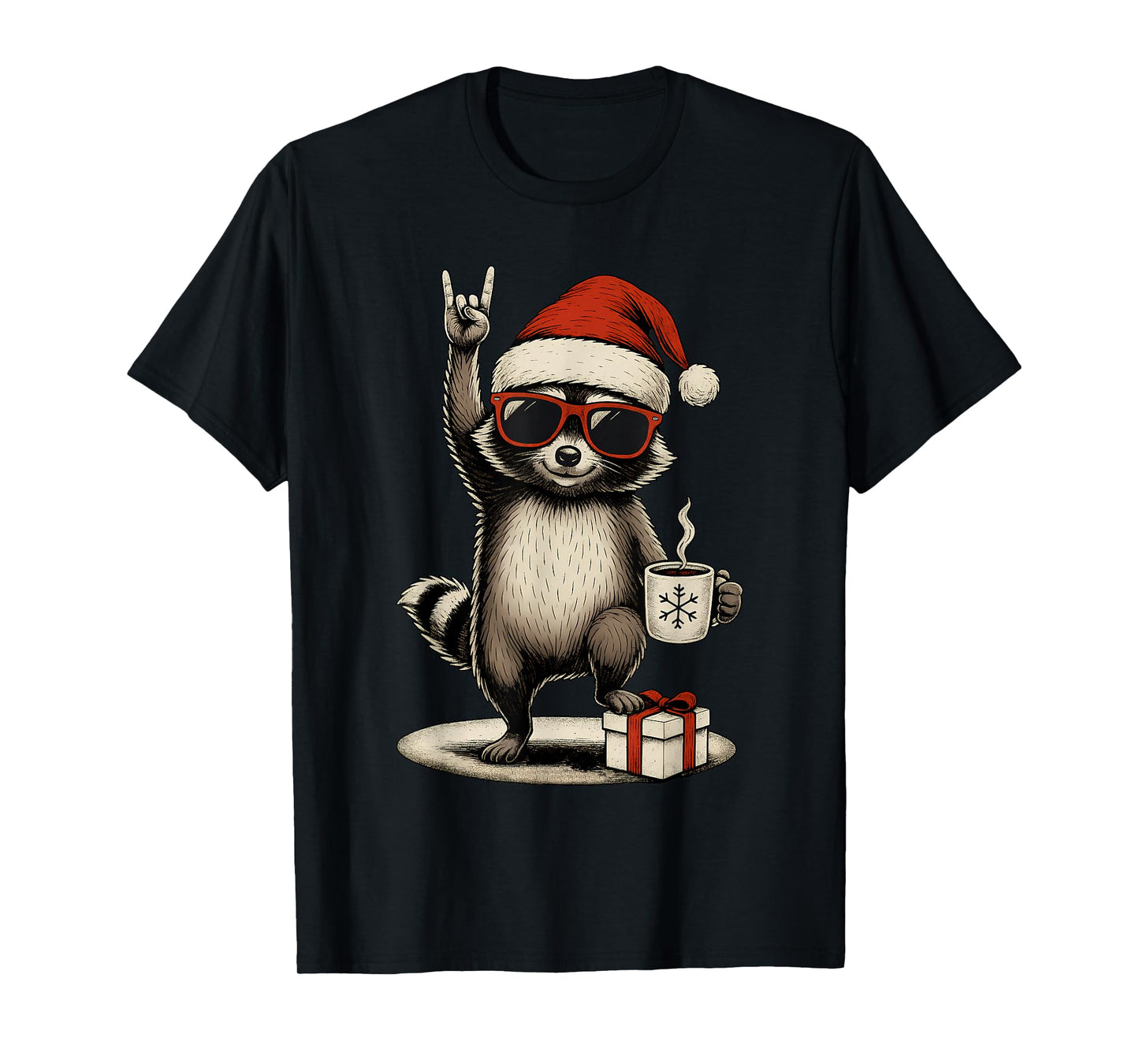 Cute Raccoon Christmas Funny Racoon T-Shirt
