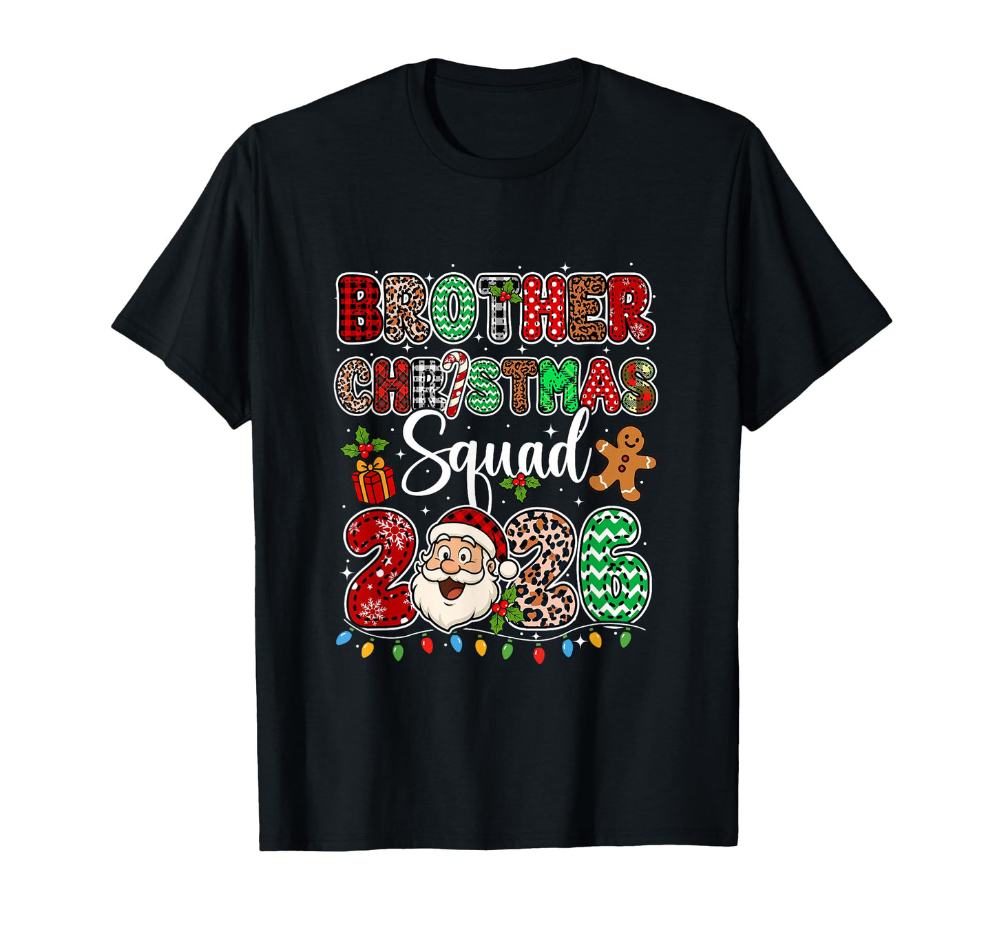 Brother Christmas Crew 2026 Leopard Funny Santa Family Group T-Shirt