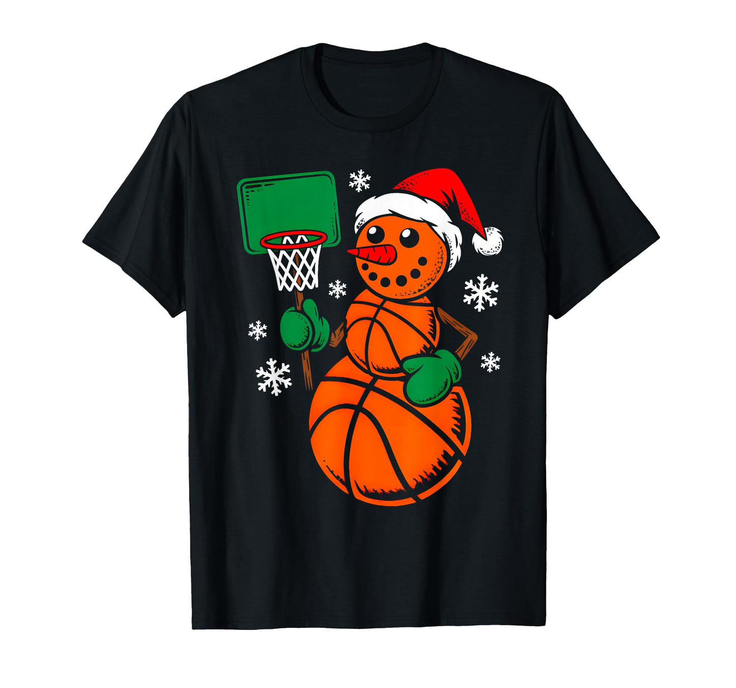 Basketball Santa Hat Snowman Xmas Funny Basketball Christmas T-Shirt