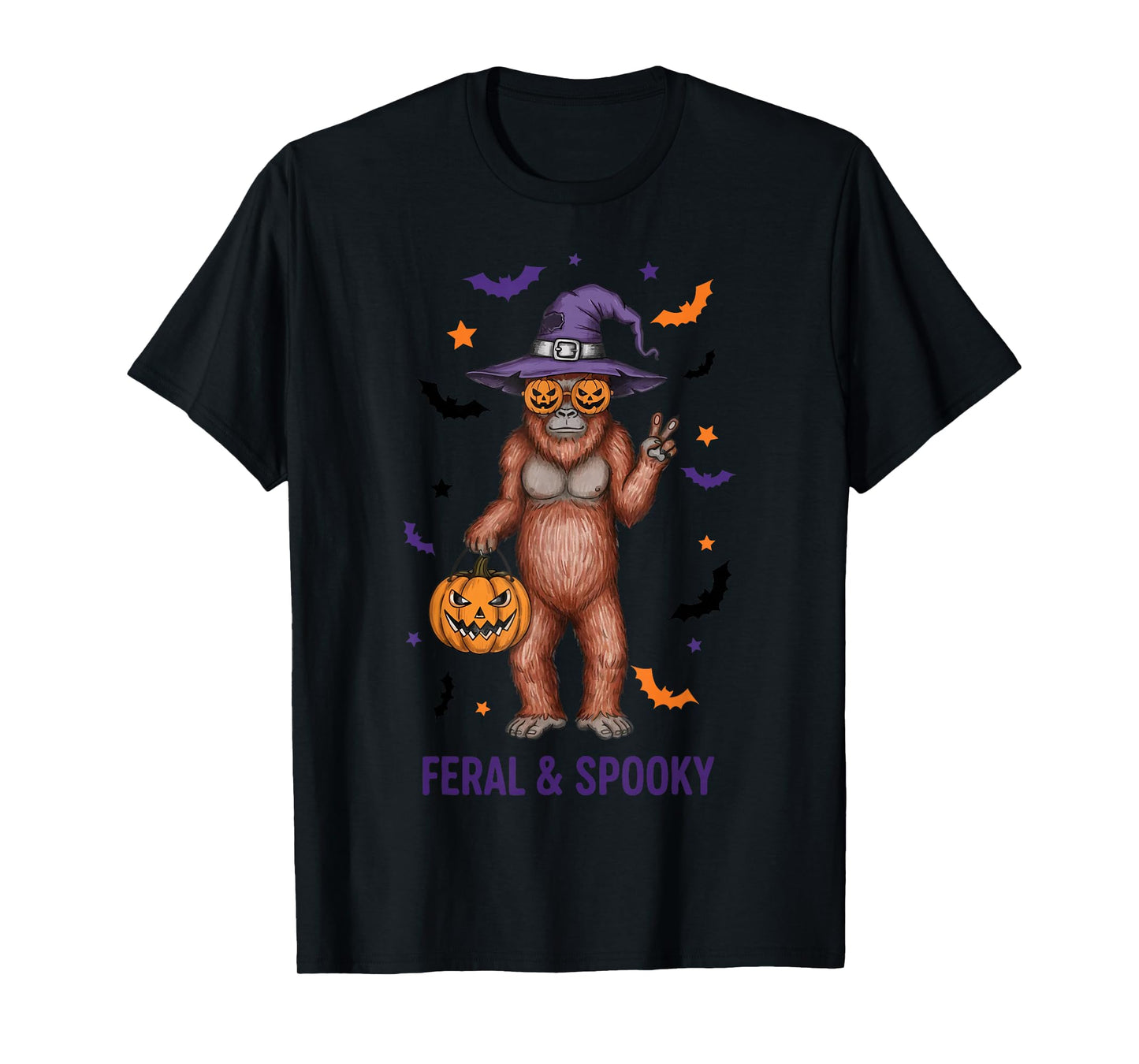 Feral and Spooky Witch Costume Bigfoot Halloween T-Shirt