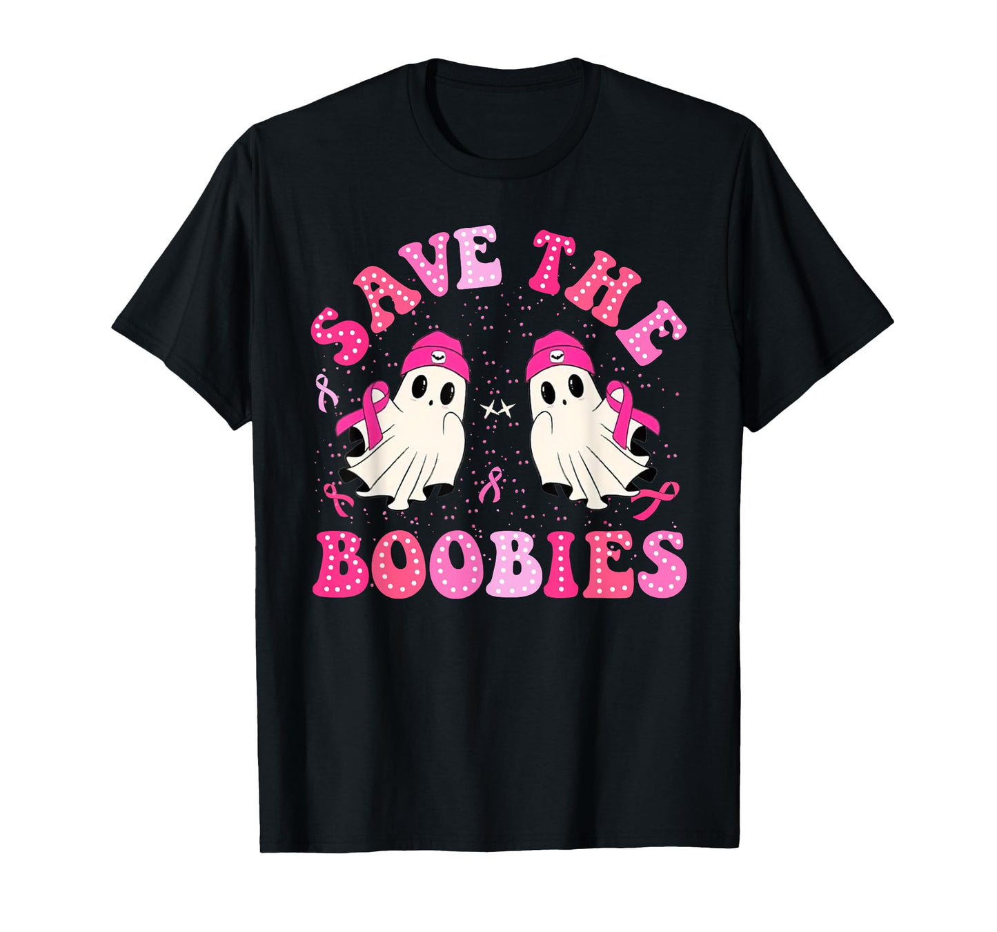 Save The Boobies For Breast Cancer Halloween Ghost T-Shirt