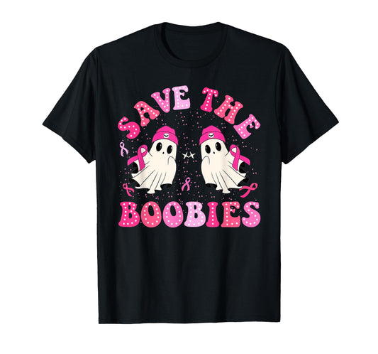 Save The Boobies For Breast Cancer Halloween Ghost T-Shirt