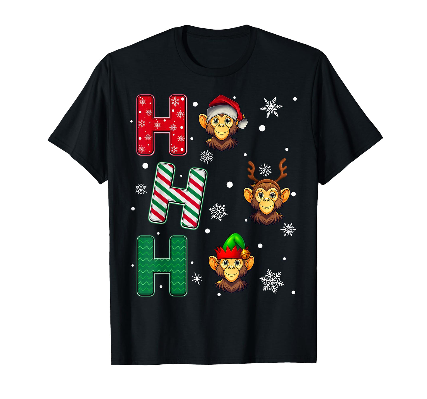 Ho Ho Ho Monkey Animal Christmas Santa Elf Xmas T-Shirt