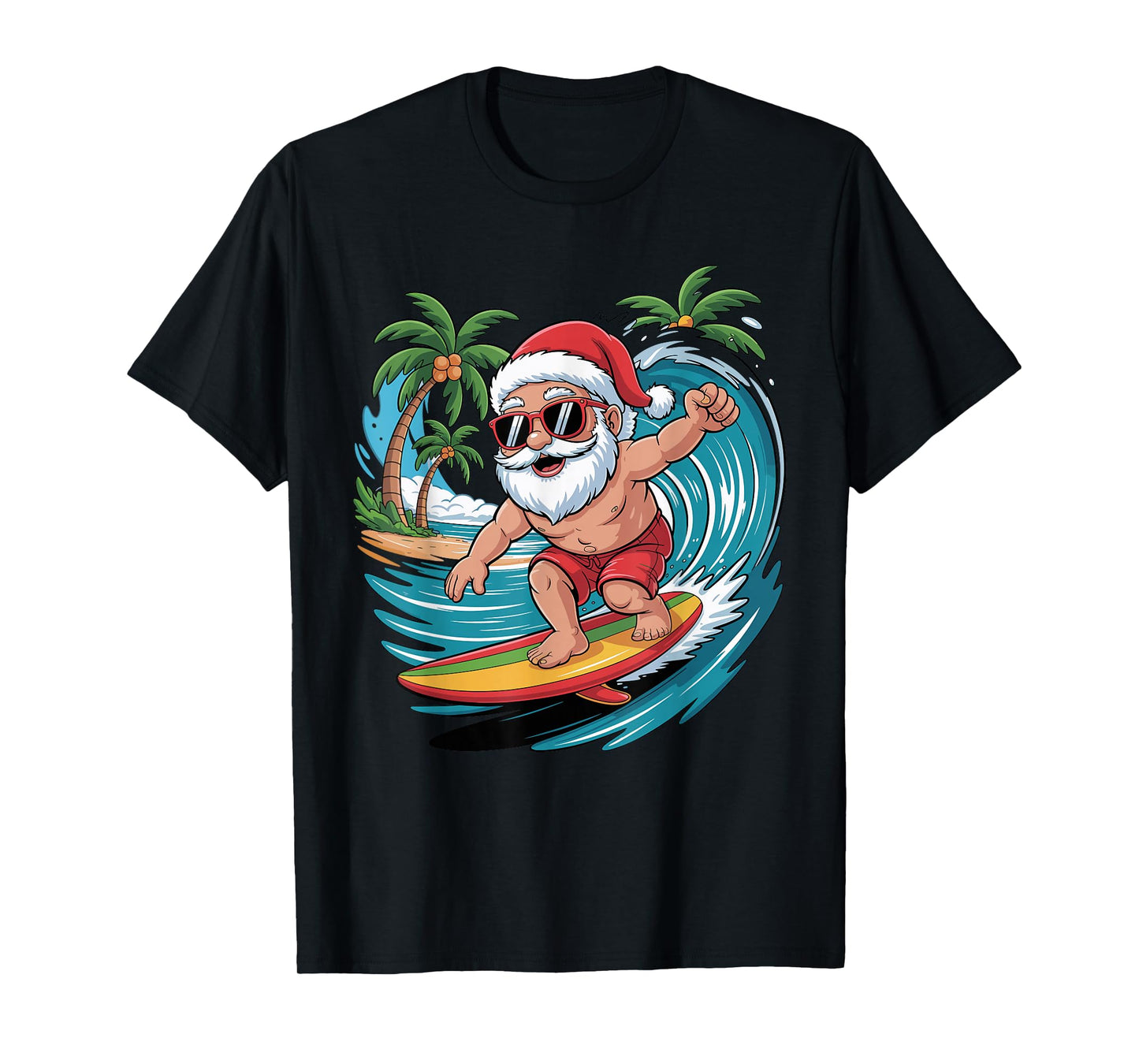 Santa Surfing Funny Surfer Holiday Christmas Xmas Pajama T-Shirt