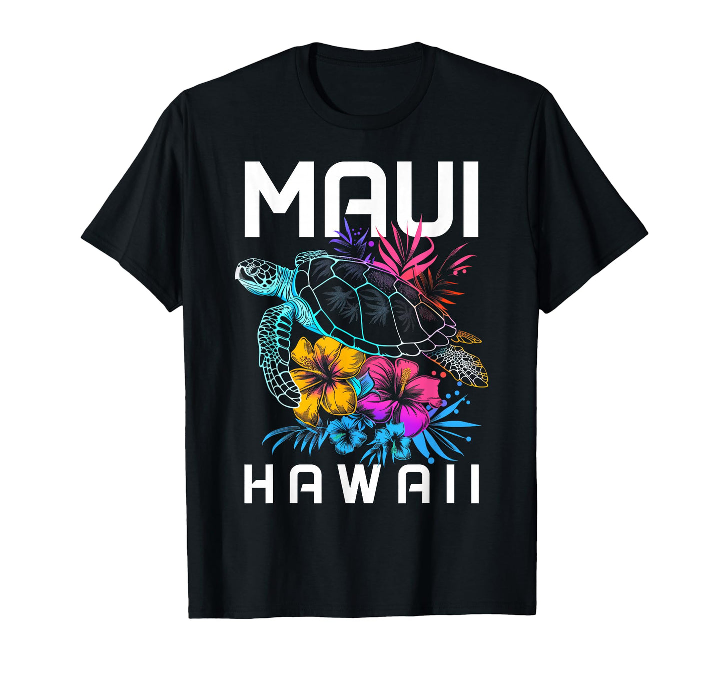 Maui Hawaii Sea Turtle Diving Flower Hawaii Souvenir T-Shirt