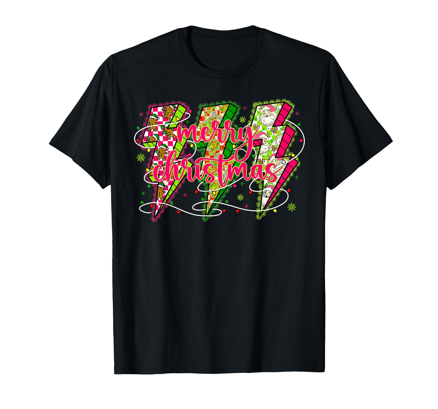 Lightning Merry Christmas Xmas Lights Family Pajamas Holiday T-Shirt