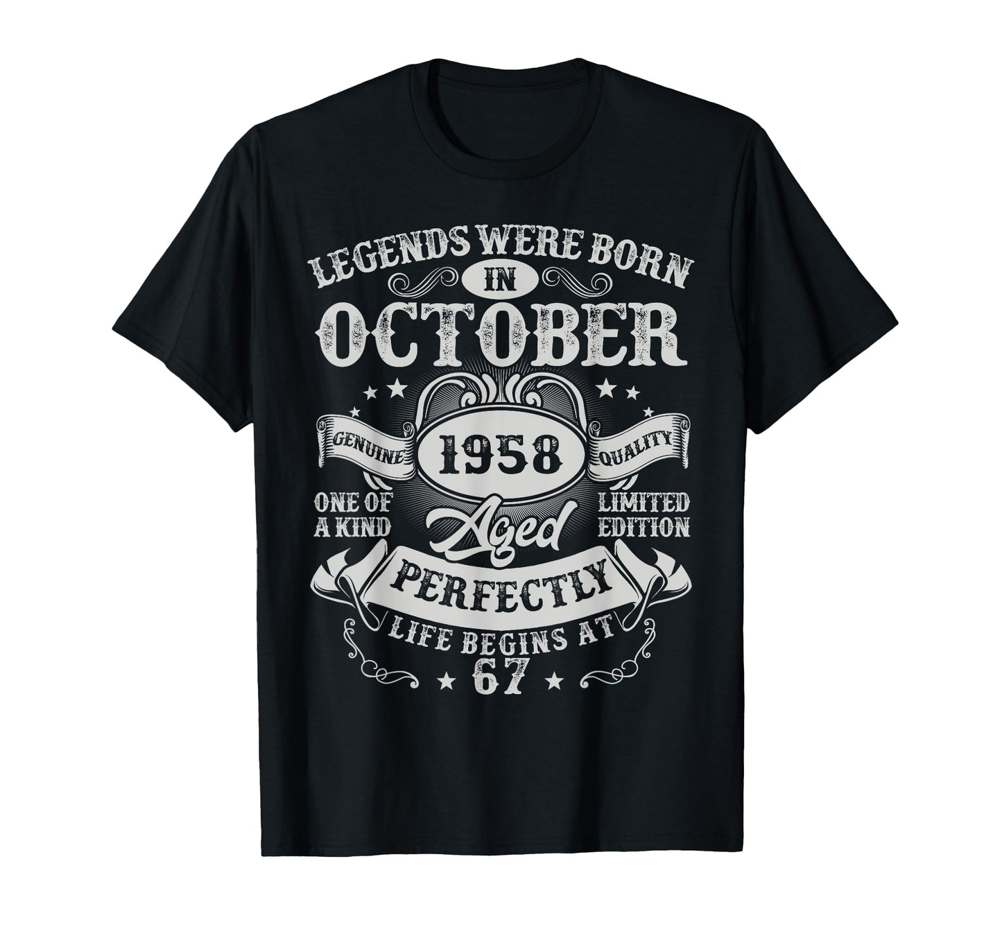 Legends Were Born in October 1958 Vintage 67th Birthday Men T-Shirt