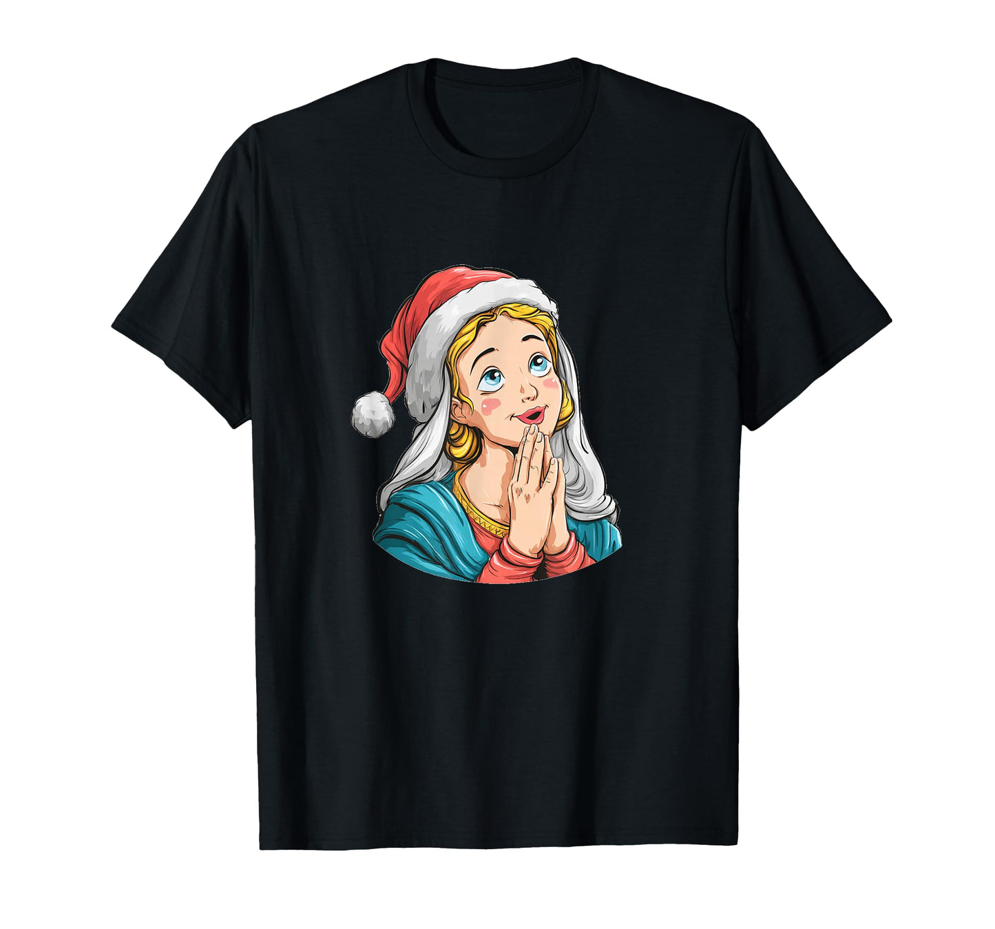 Happy Mary of Nazareth with Festive Santa Hat Costume T-Shirt