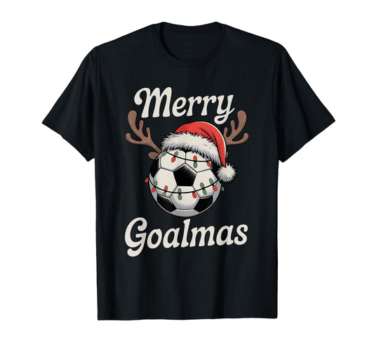 Merry Goalmas Christmas Funny Santa Soccer Ball Reindeer T-Shirt