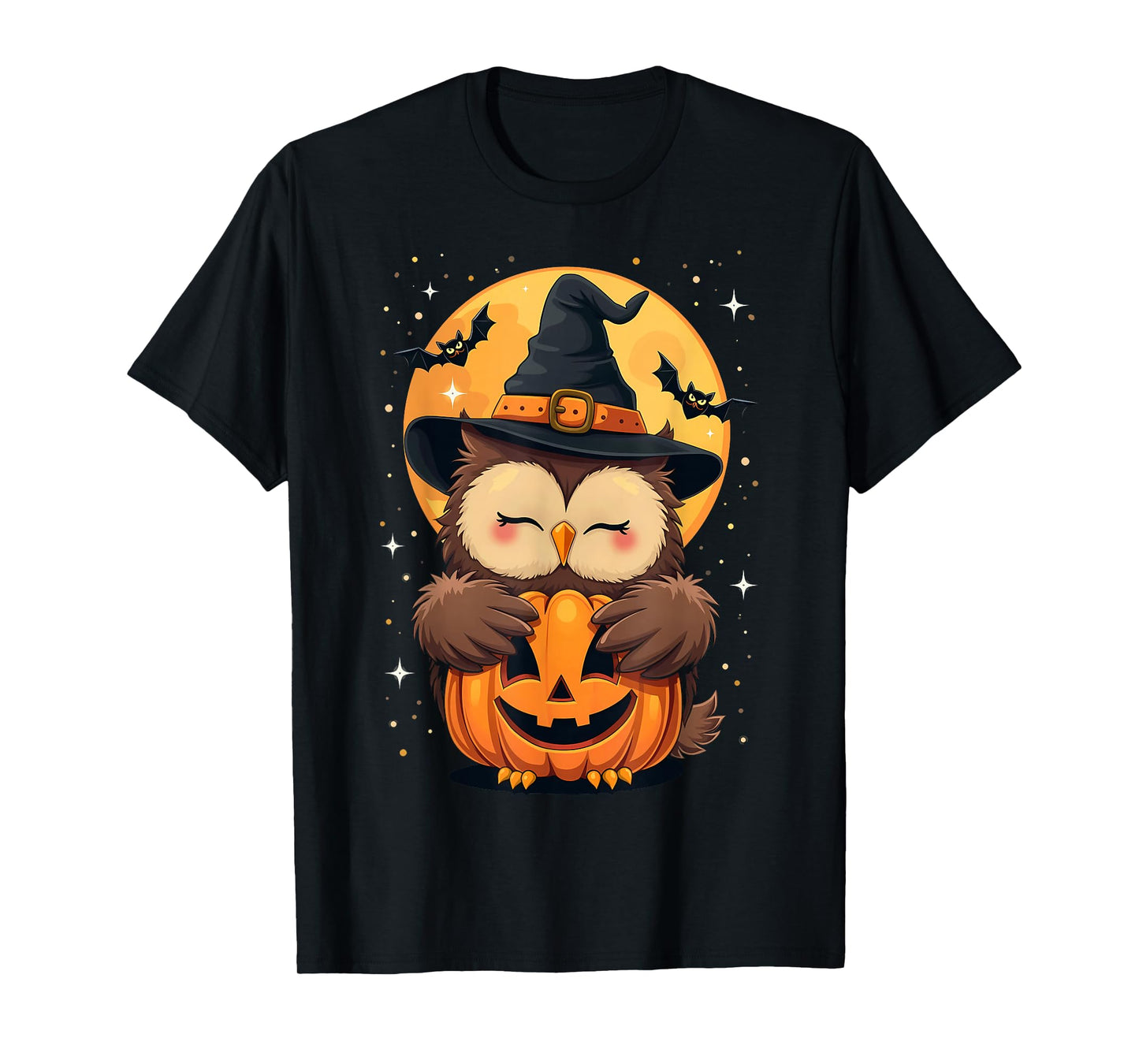 Halloween Owl Witch Hat Pumpkin Spooky T-Shirt