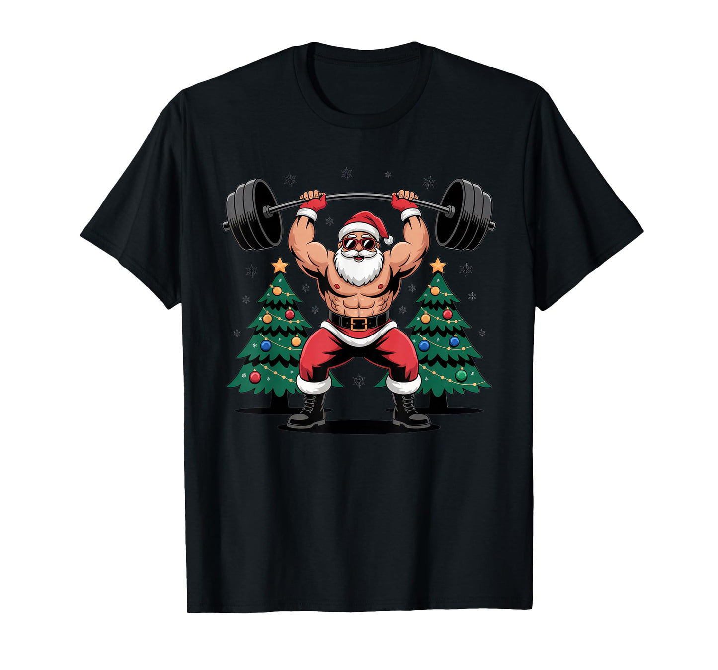 Muscle Santa Christmas Fitness Buff Holiday Vibes T-Shirt