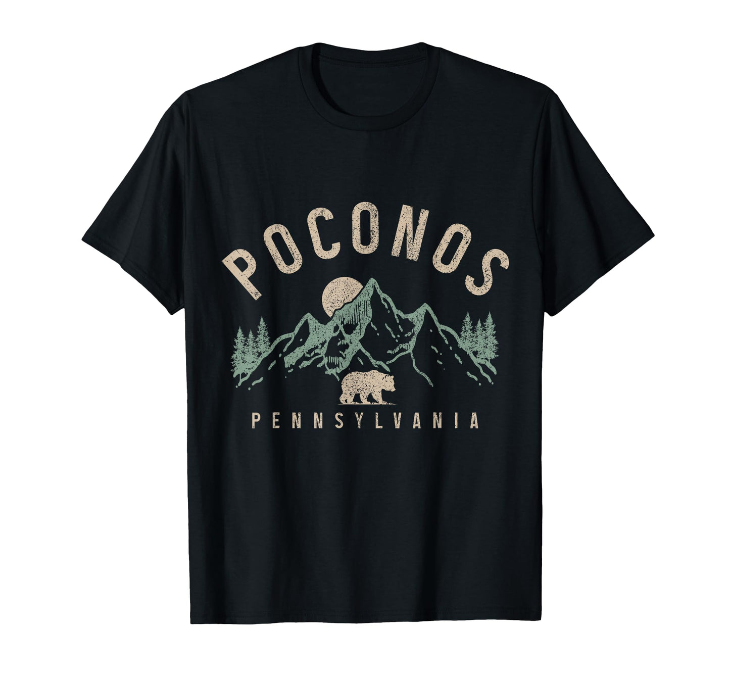 Poconos Pennsylvania Mountains Bear Nature Lover Vintage T-Shirt