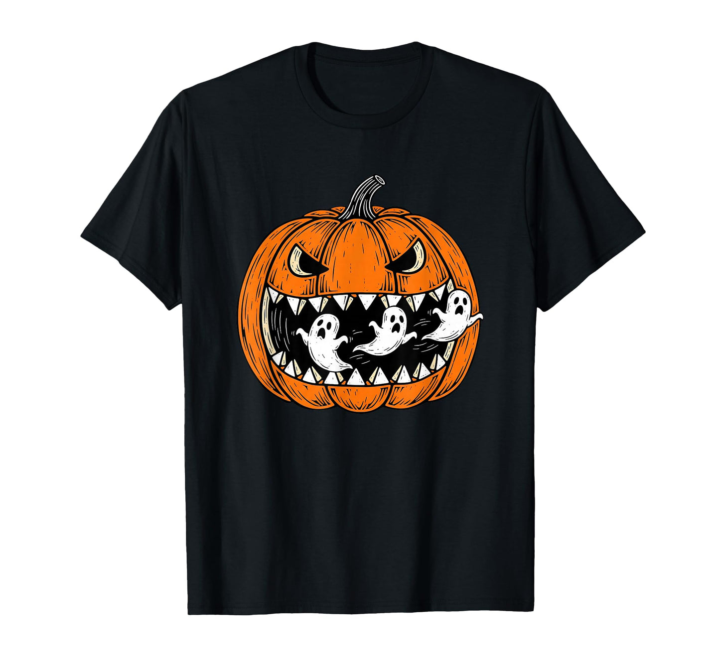 Halloween Pumpkin Eating Ghost Costume Men Boys Kids T-Shirt